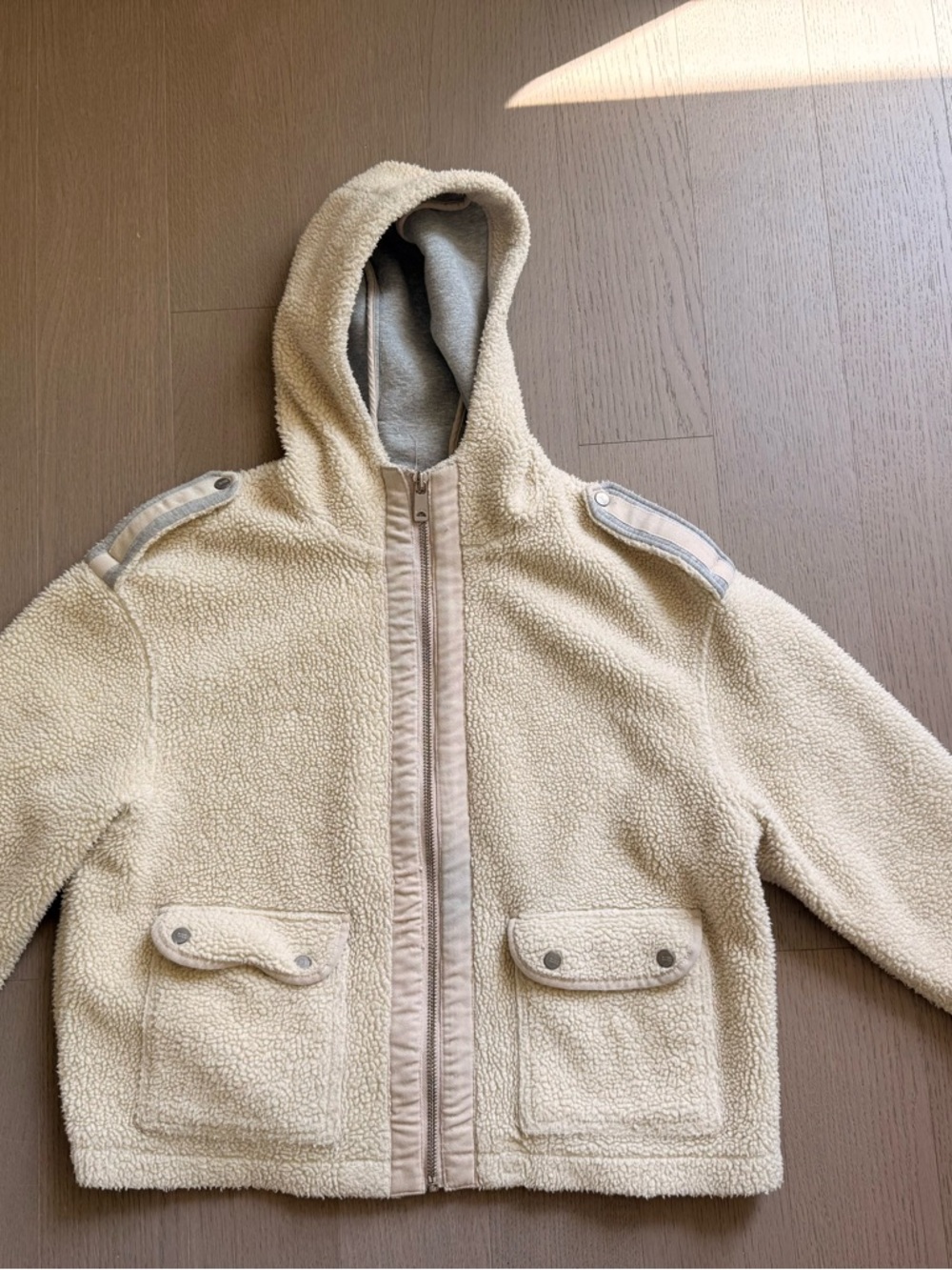 Scotch & Soda Cream Sherpa Hooded Puffer Jacket